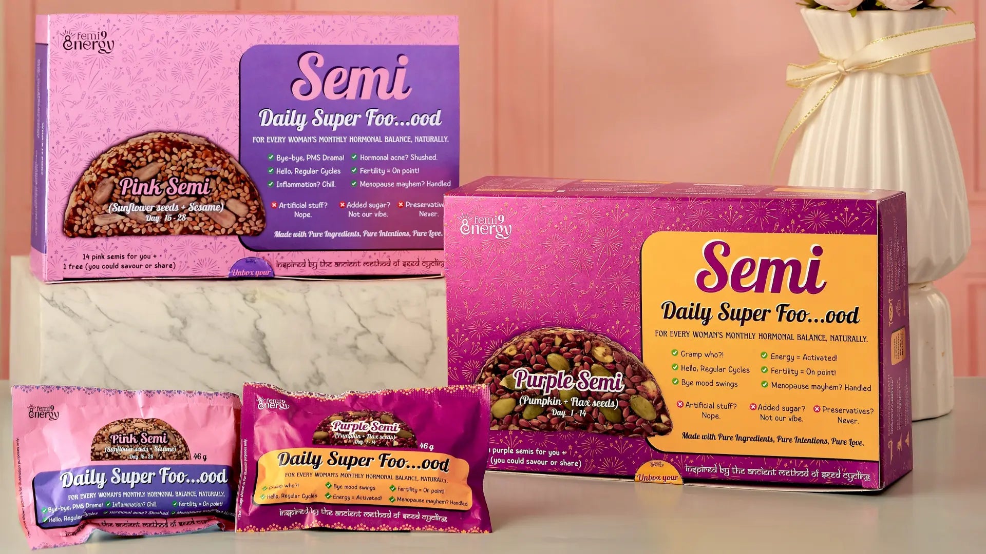 Semi by Femi9 Energy - Vegan Ready-to-Eat Seed Cycling Superfood Boxes