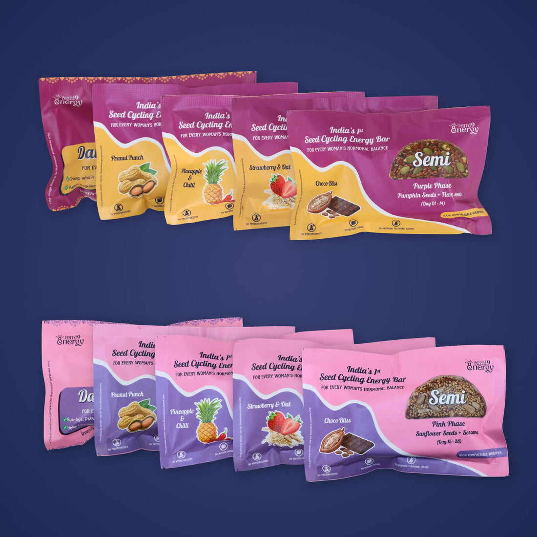 Build Your Monthly Pack: Purple and Pink Semi bars in all five flavours