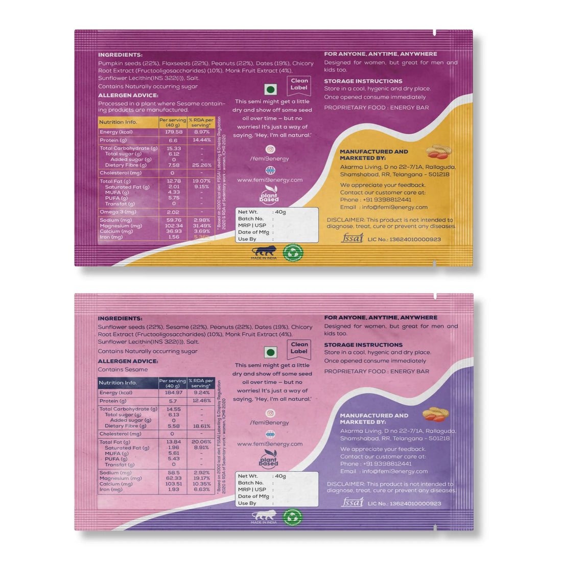 Ingredients and nutrition on the back of the Semi Peanut Punch wrapper
