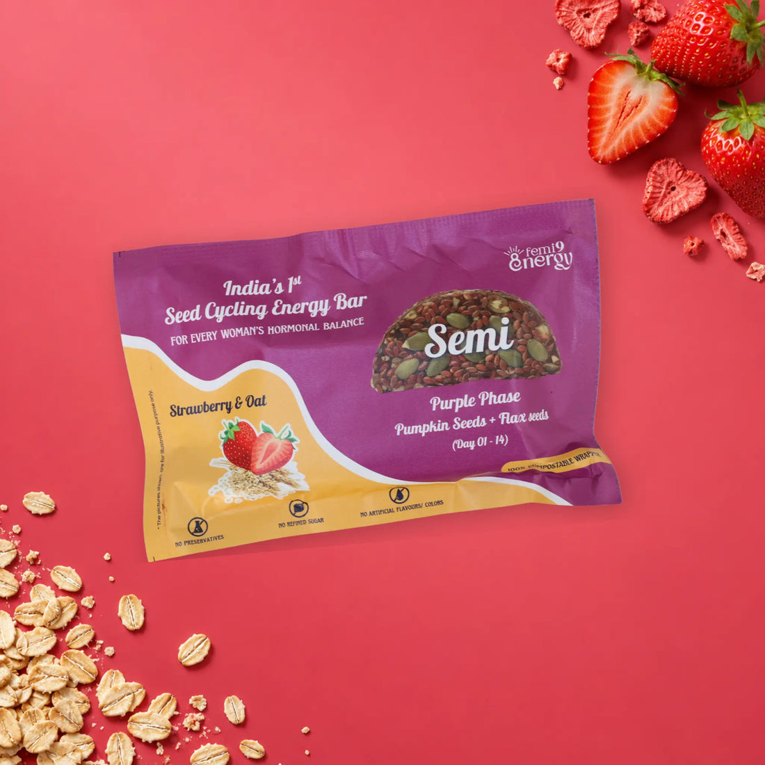 Purple Semi Strawberry & Oat seed cycling bar